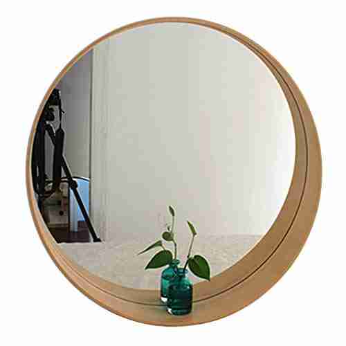 Round Bathroom Mirror With Storage, Wood Frame Bathroom Mirror Oval